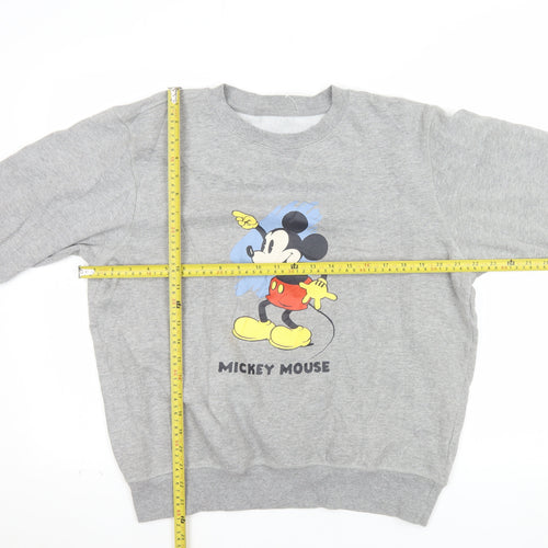 GU Men's Grey Mickey Mouse Graphic Pullover Sweatshirt Size L