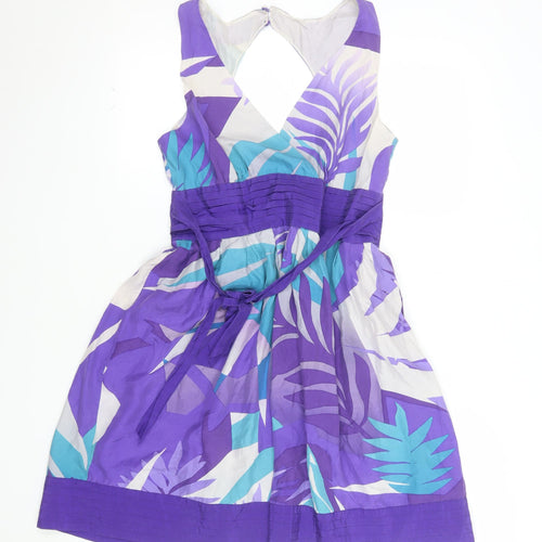 Warehouse Women's Multicoloured Silk Fit & Flare Dress Size 12