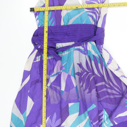 Warehouse Women's Multicoloured Silk Fit & Flare Dress Size 12
