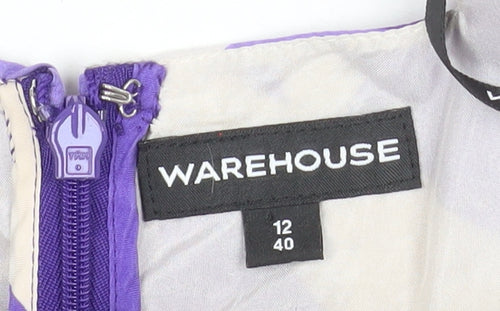 Warehouse Women's Multicoloured Silk Fit & Flare Dress Size 12