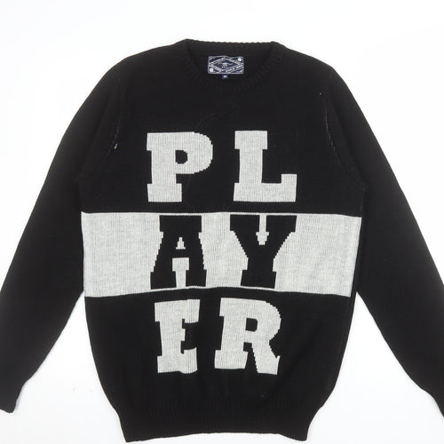New Look Men Black Medium Graphic Pullover Jumper Crew Neck