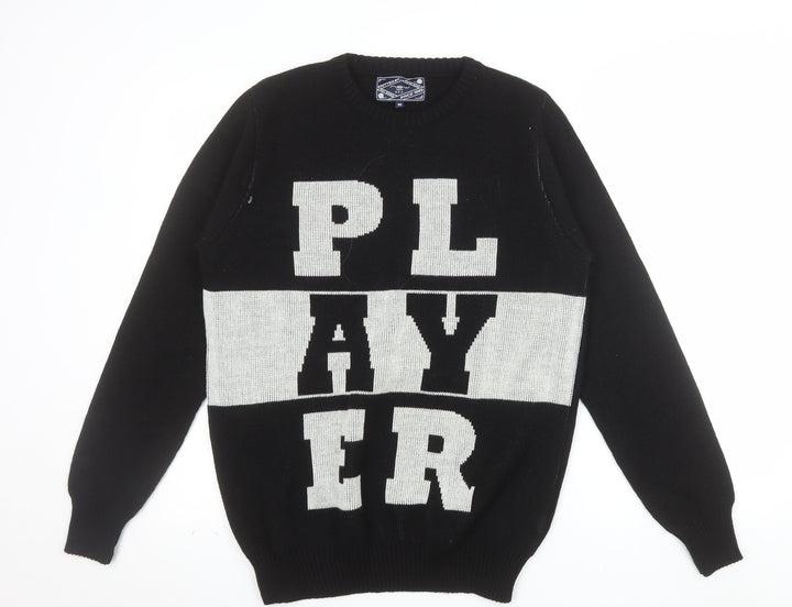 New Look Men Black Medium Graphic Pullover Jumper Crew Neck