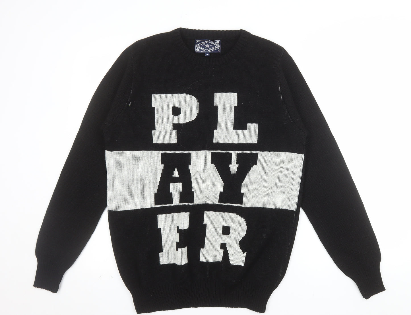 New Look Men Black Medium Graphic Pullover Jumper Crew Neck