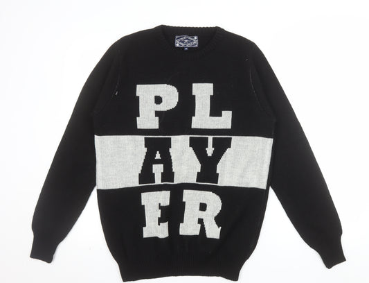 New Look Men Black Medium Graphic Pullover Jumper Crew Neck