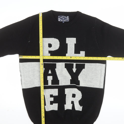 New Look Men Black Medium Graphic Pullover Jumper Crew Neck