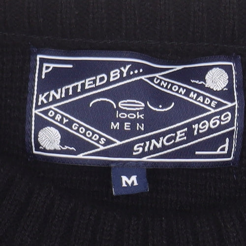New Look Men Black Medium Graphic Pullover Jumper Crew Neck