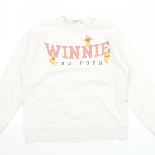 Disney Women Beige Winnie The Pooh Sweatshirt Size 8 Regular Fit