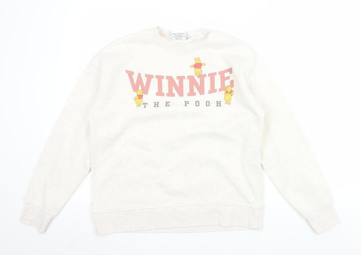 Disney Women Beige Winnie The Pooh Sweatshirt Size 8 Regular Fit