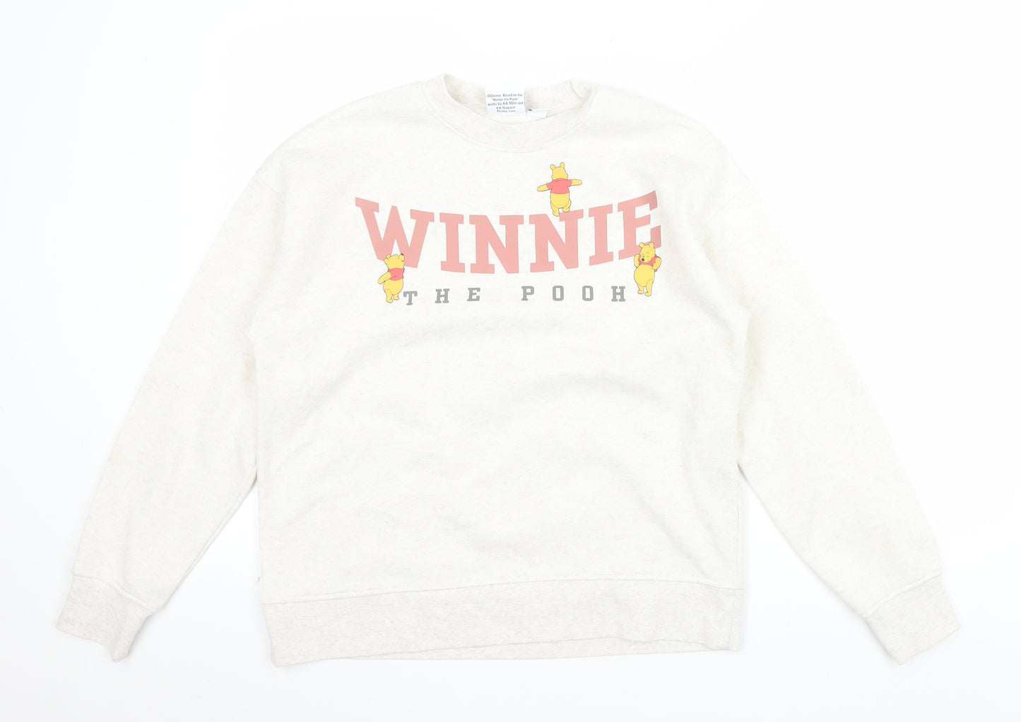Disney Women Beige Winnie The Pooh Sweatshirt Size 8 Regular Fit