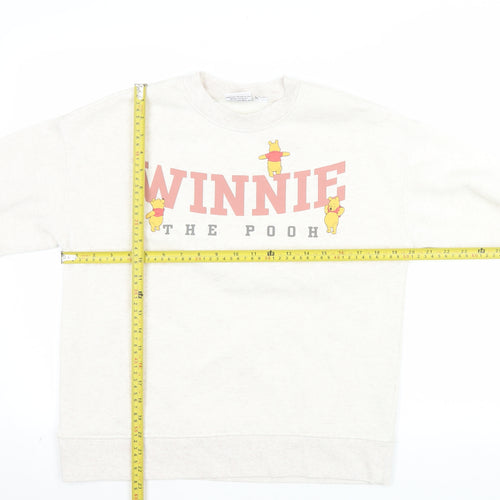 Disney Women Beige Winnie The Pooh Sweatshirt Size 8 Regular Fit