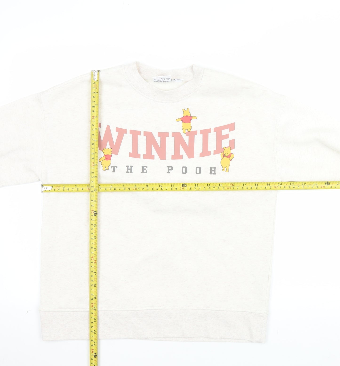 Disney Women Beige Winnie The Pooh Sweatshirt Size 8 Regular Fit