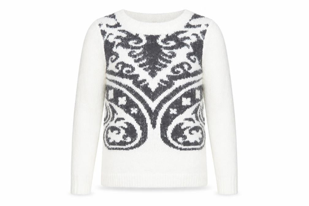 Dorothy Perkins Women’s White Geometric Knit Jumper Size 16
