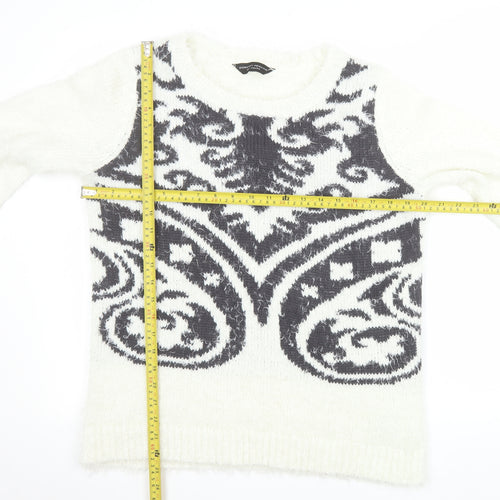 Dorothy Perkins Women’s White Geometric Knit Jumper Size 16