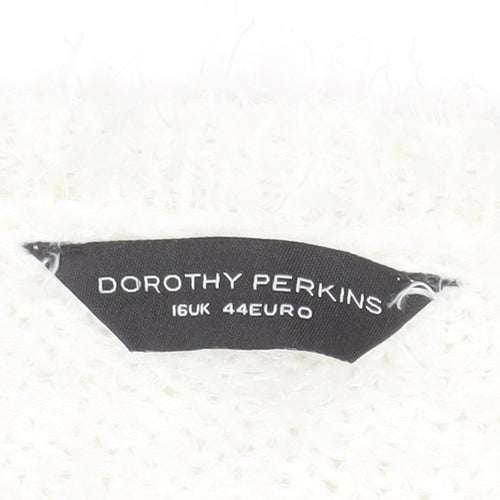 Dorothy Perkins Women’s White Geometric Knit Jumper Size 16