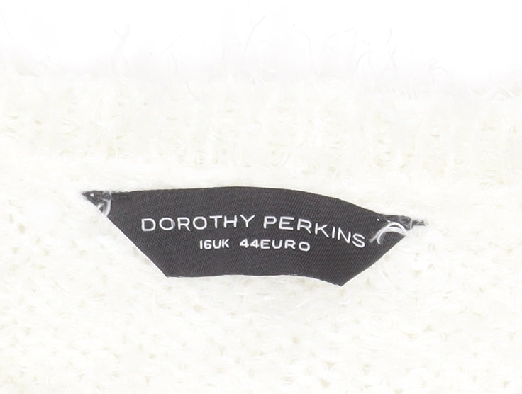 Dorothy Perkins Women’s White Geometric Knit Jumper Size 16