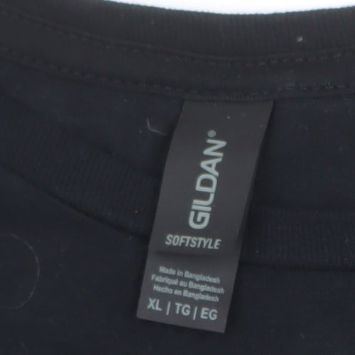 Gildan Men's Black XL Funny Graphic Print Cotton T-Shirt