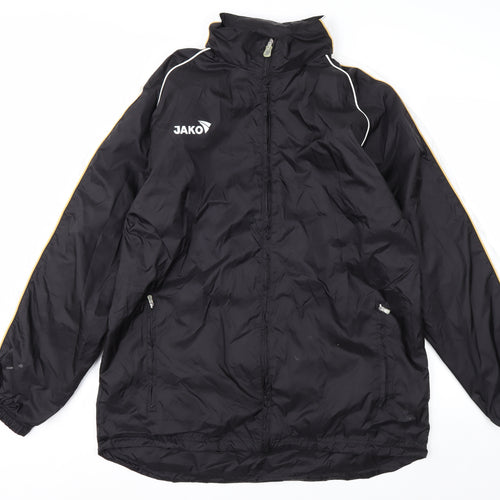 Jako Men's Black L Windbreaker Sports Jacket Nylon Zip Pockets