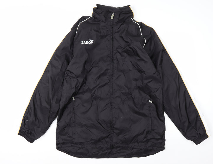 Jako Men's Black L Windbreaker Sports Jacket Nylon Zip Pockets