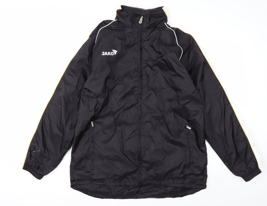 Jako Men's Black L Windbreaker Sports Jacket Nylon Zip Pockets