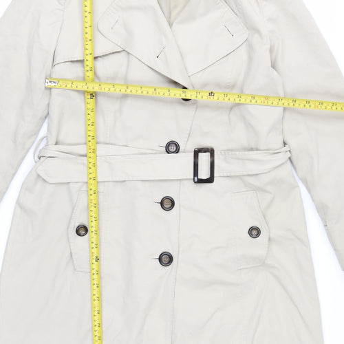 Debenhams Women Beige Long Trench Coat Belted Size 14 Classic Style