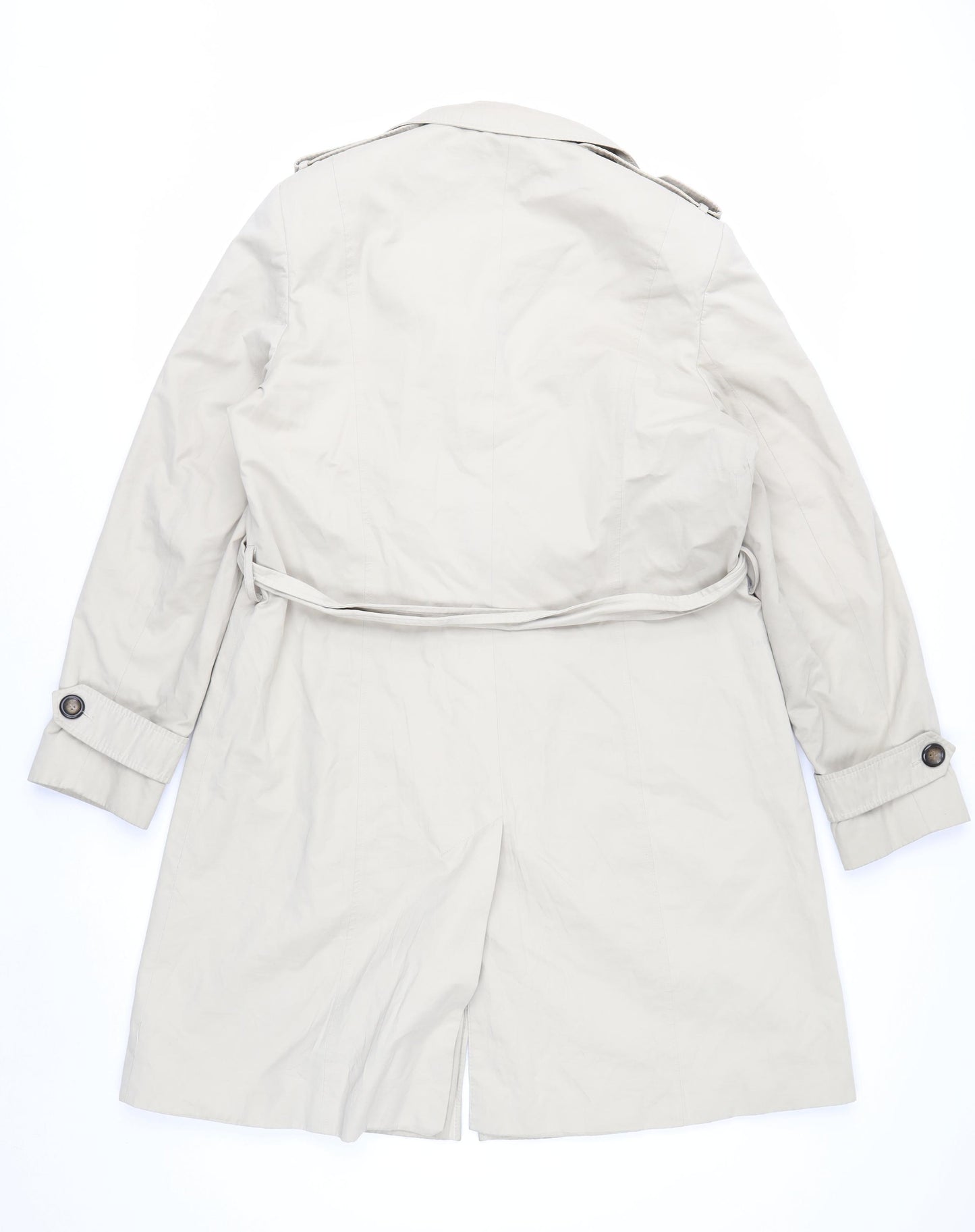 Debenhams Women Beige Long Trench Coat Belted Size 14 Classic Style