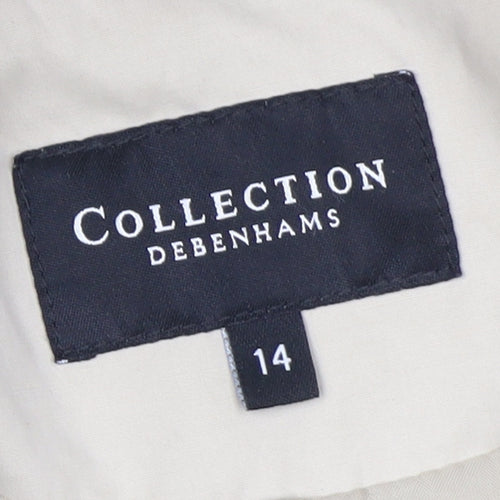 Debenhams Women Beige Long Trench Coat Belted Size 14 Classic Style