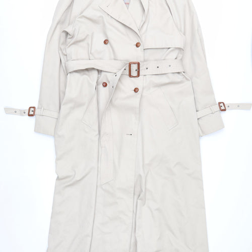 House of Fraser Women’s Beige Trench Coat Size 14 Belted Long Classic Style