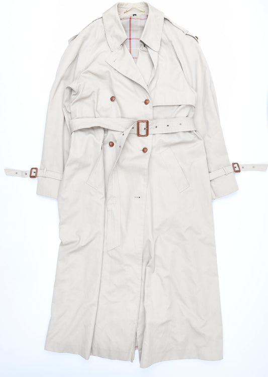 House of Fraser Women’s Beige Trench Coat Size 14 Belted Long Classic Style