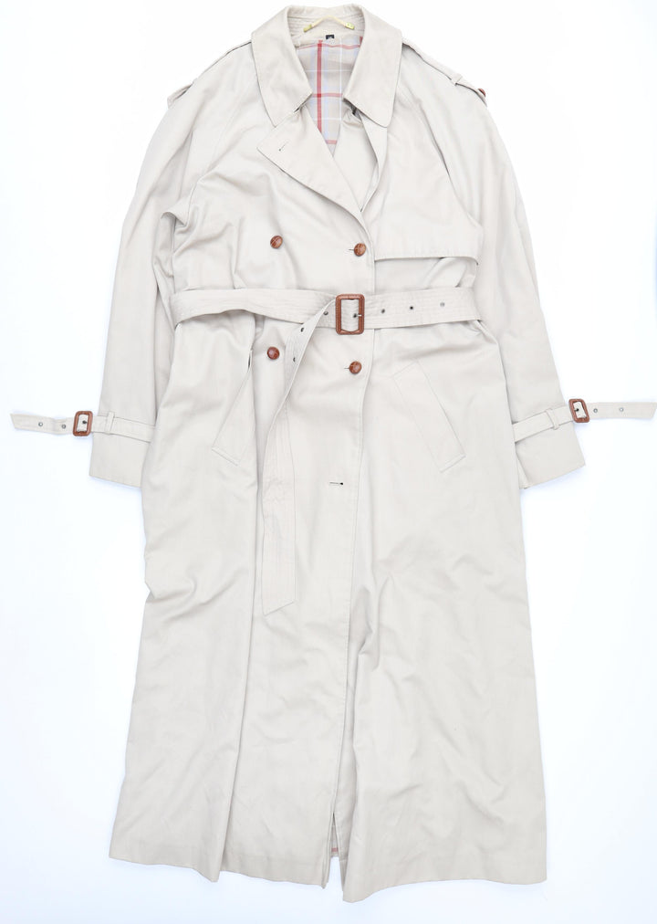 House of Fraser Women’s Beige Trench Coat Size 14 Belted Long Classic Style