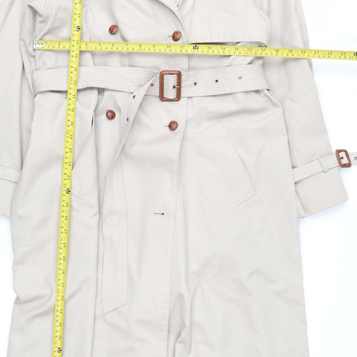 House of Fraser Women’s Beige Trench Coat Size 14 Belted Long Classic Style