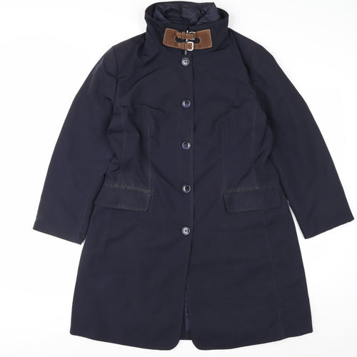 Betty Barclay Women's Blue Long Overcoat Size 14 Waterproof