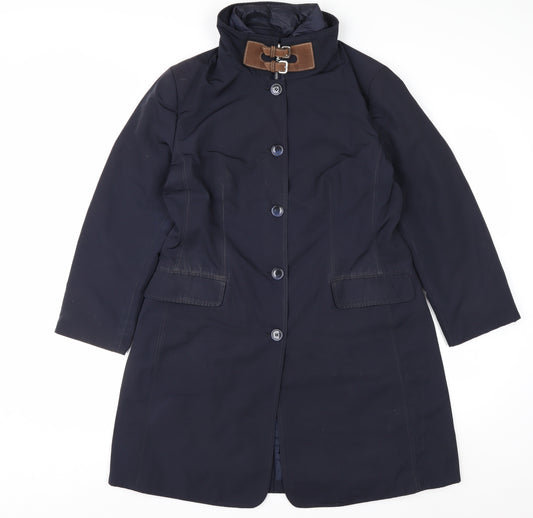 Betty Barclay Women's Blue Long Overcoat Size 14 Waterproof
