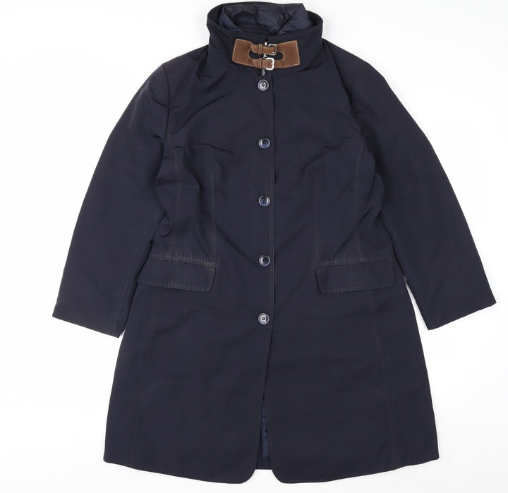 Betty Barclay Women's Blue Long Overcoat Size 14 Waterproof