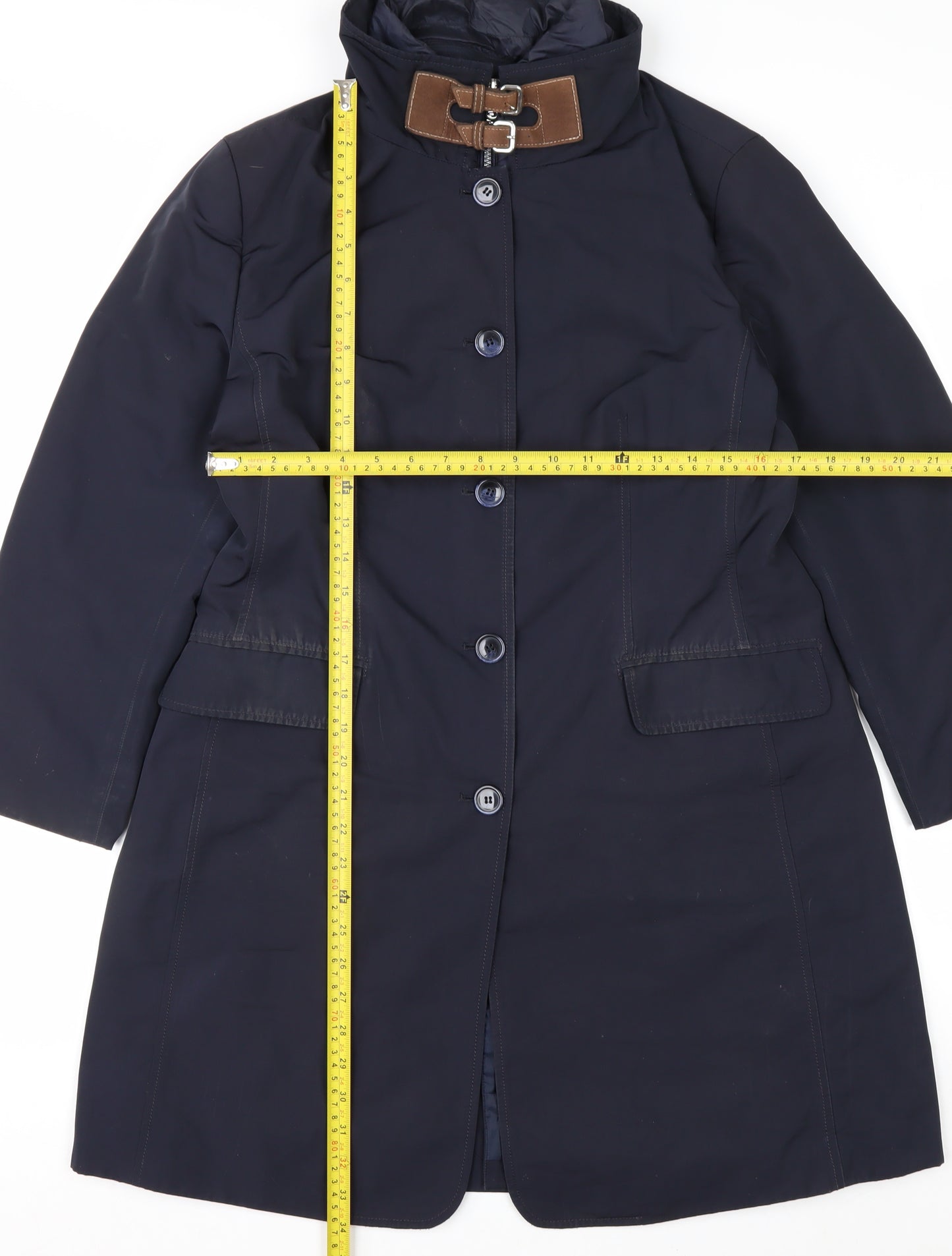 Betty Barclay Women's Blue Long Overcoat Size 14 Waterproof