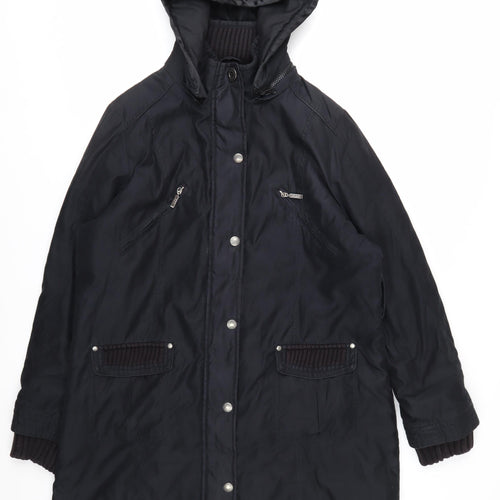 Marks and Spencer Per Una Womens Black L Hooded Parka Coat