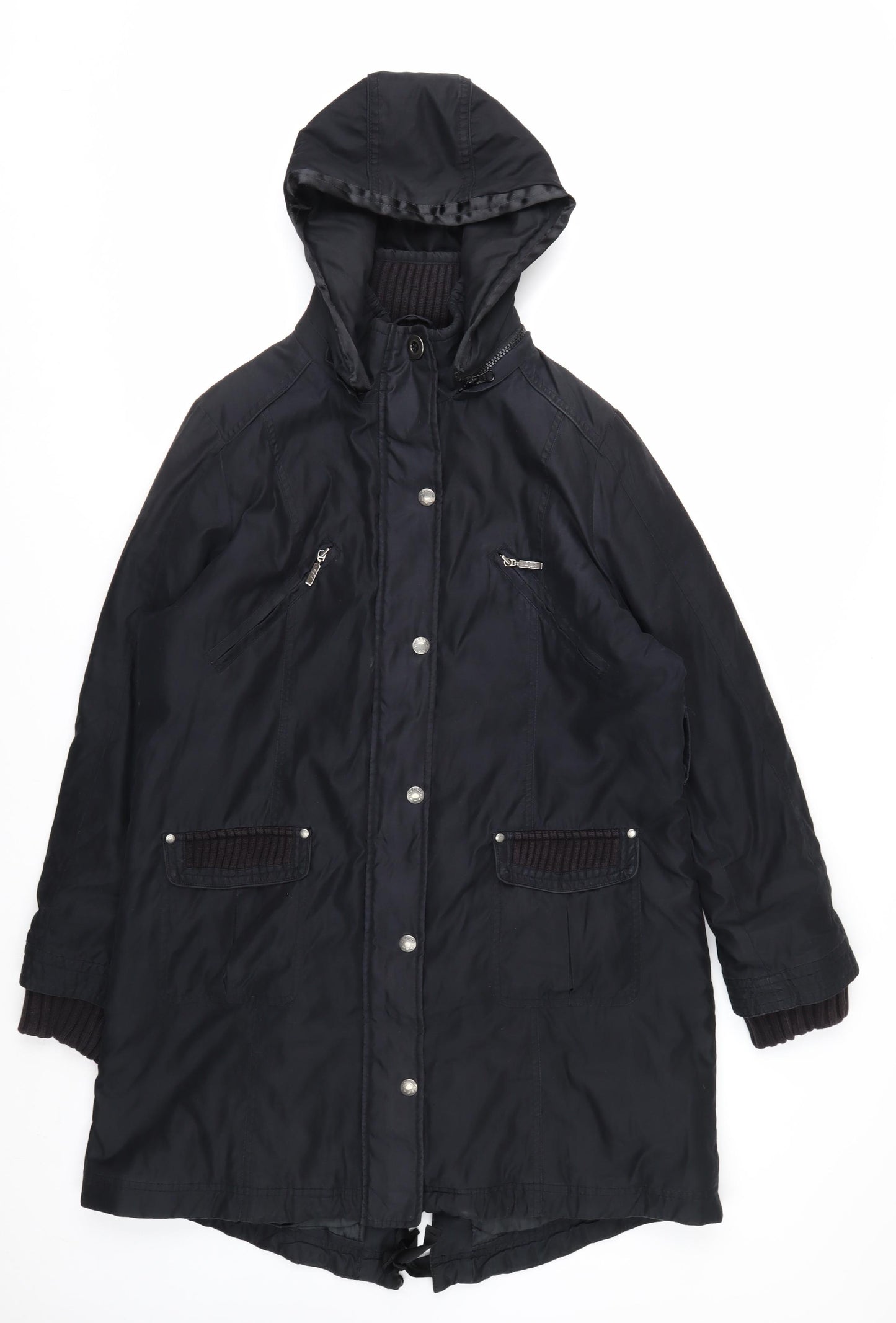 Marks and Spencer Per Una Womens Black L Hooded Parka Coat