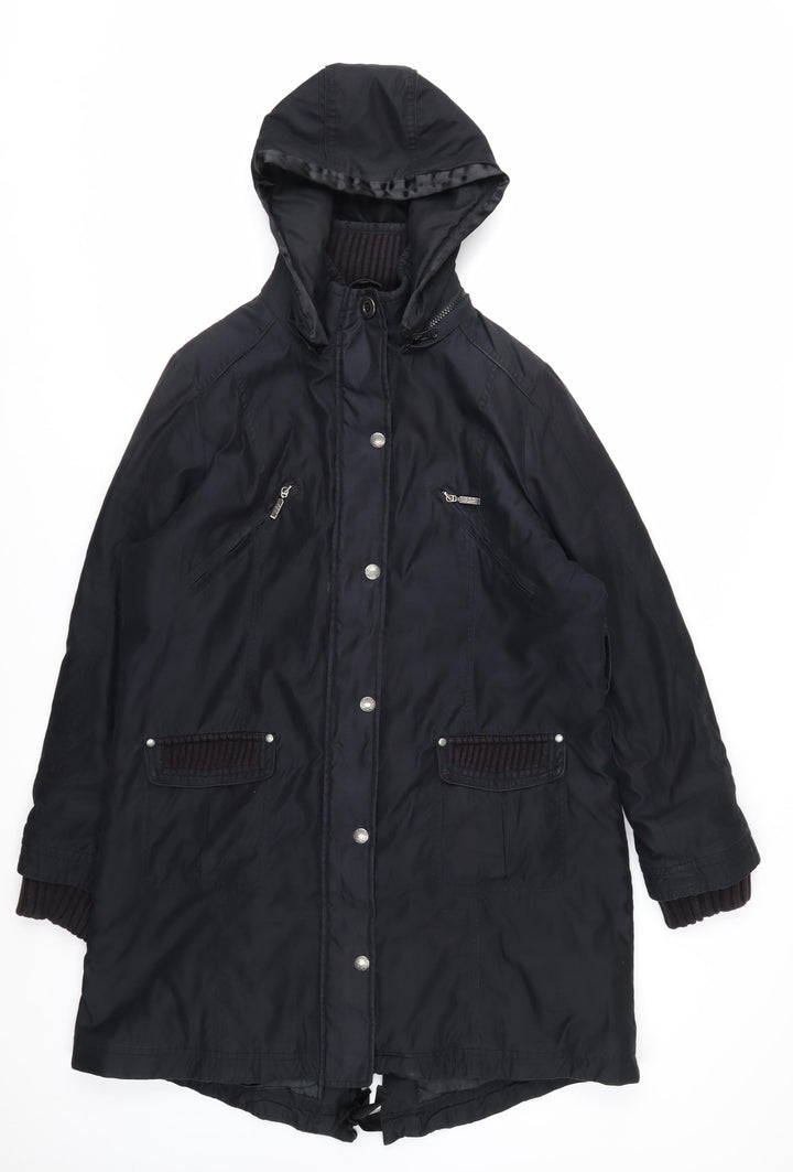 Marks and Spencer Per Una Womens Black L Hooded Parka Coat