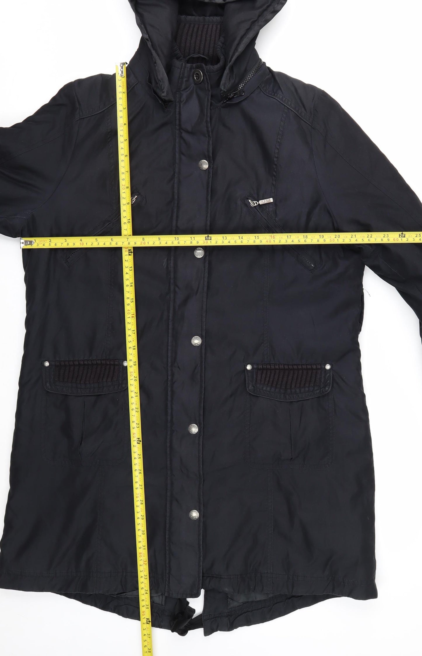 Marks and Spencer Per Una Womens Black L Hooded Parka Coat
