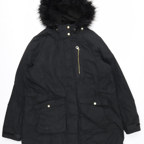 Regatta Womens Black Faux Fur Hooded Parka Coat Size 20