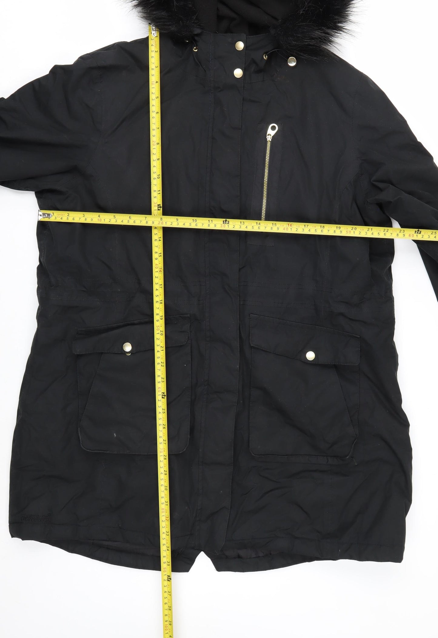 Regatta Womens Black Faux Fur Hooded Parka Coat Size 20