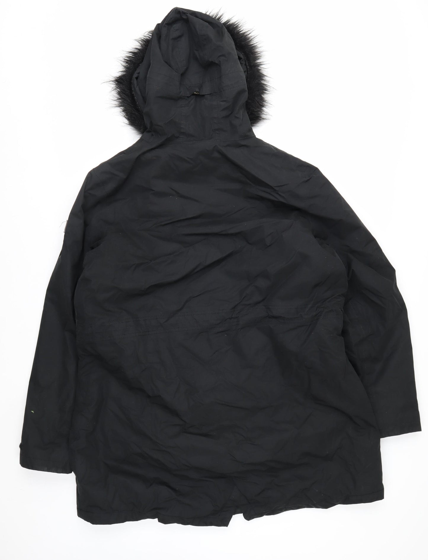 Regatta Womens Black Faux Fur Hooded Parka Coat Size 20