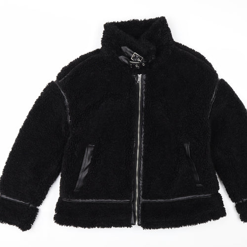 Papaya Women's Black Faux Shearling Biker Jacket Size 12
