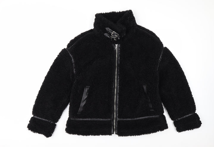 Papaya Women's Black Faux Shearling Biker Jacket Size 12