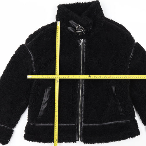 Papaya Women's Black Faux Shearling Biker Jacket Size 12