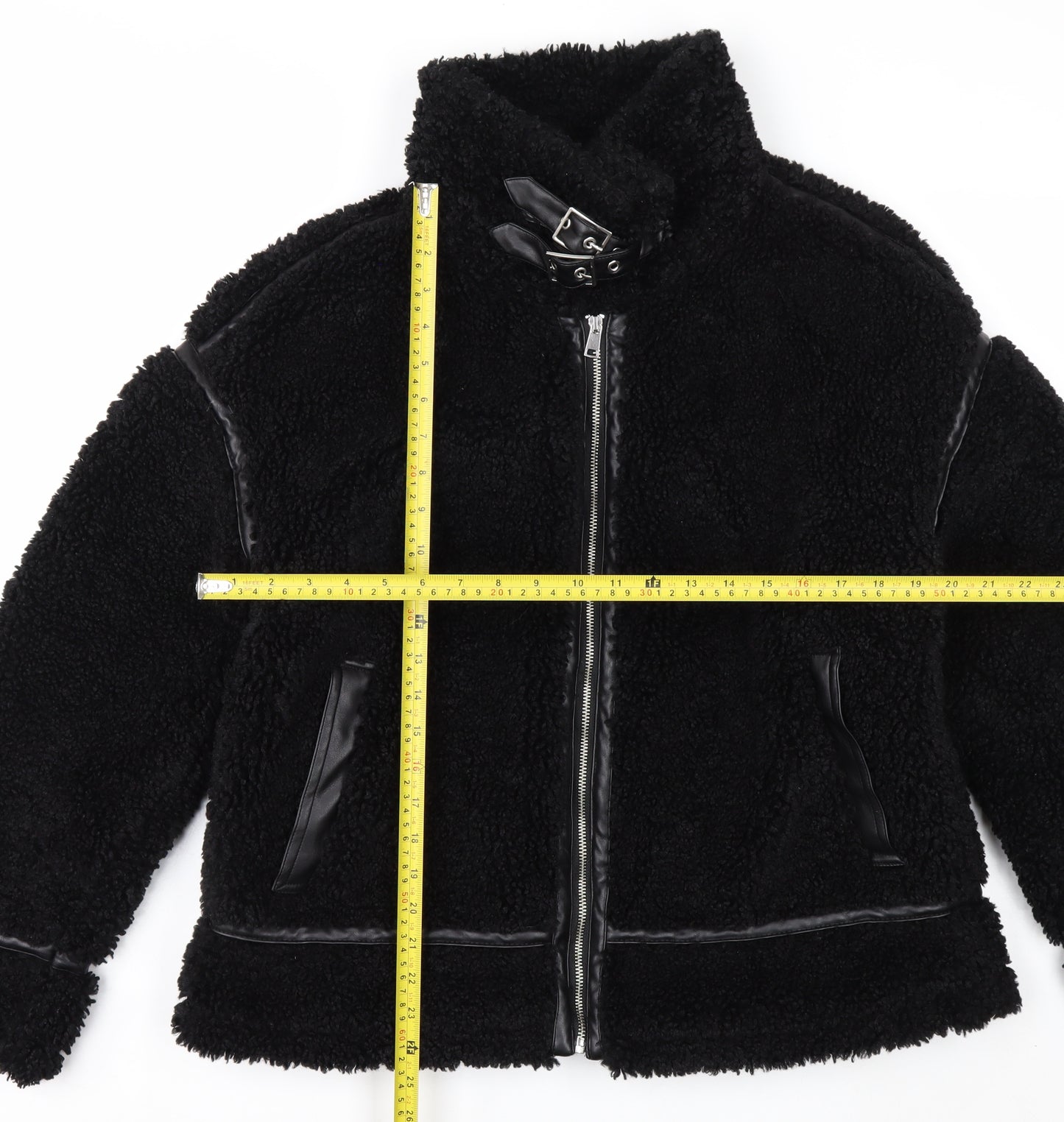 Papaya Women's Black Faux Shearling Biker Jacket Size 12