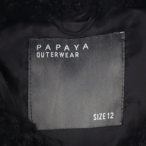 Papaya Women's Black Faux Shearling Biker Jacket Size 12
