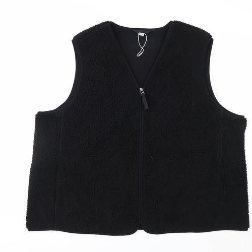 Marks and Spencer Women's Black Fleece Waistcoat Size 22 Zip Front
