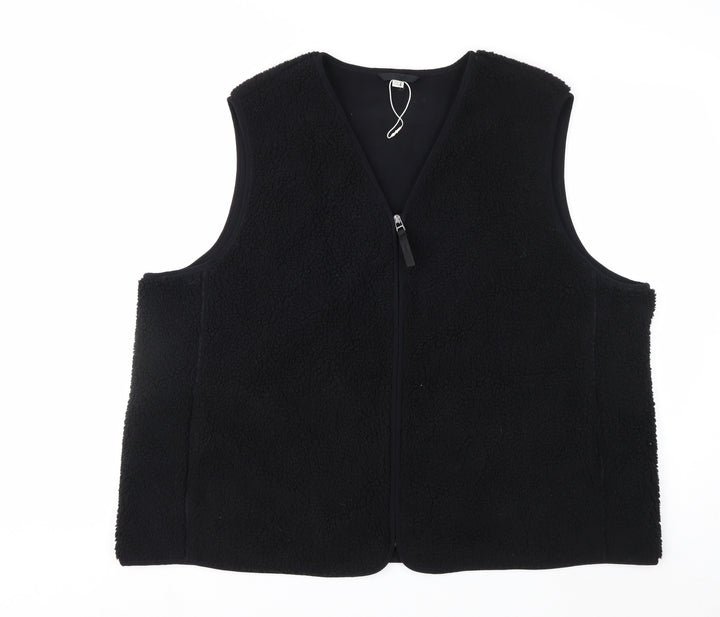 Marks and Spencer Women's Black Fleece Waistcoat Size 22 Zip Front