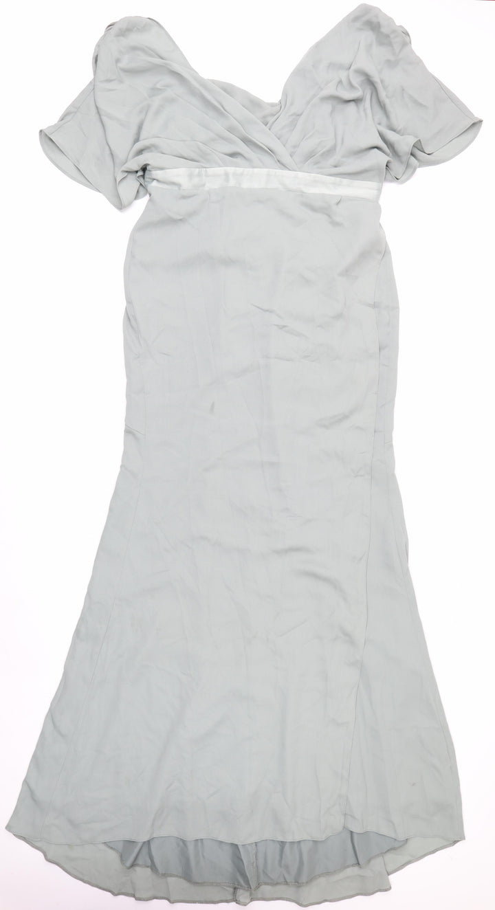 ASOS Women’s Grey Long Mermaid Dress Size 14 Formal Wedding