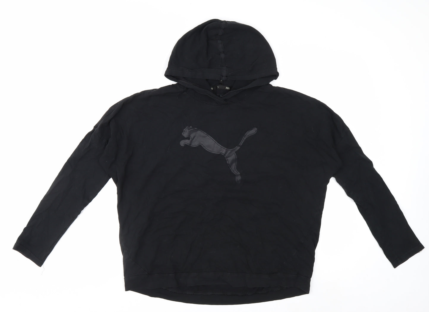 Puma Women's Black Pullover Hoodie Size 12 Hooded Logo Sweatshirt